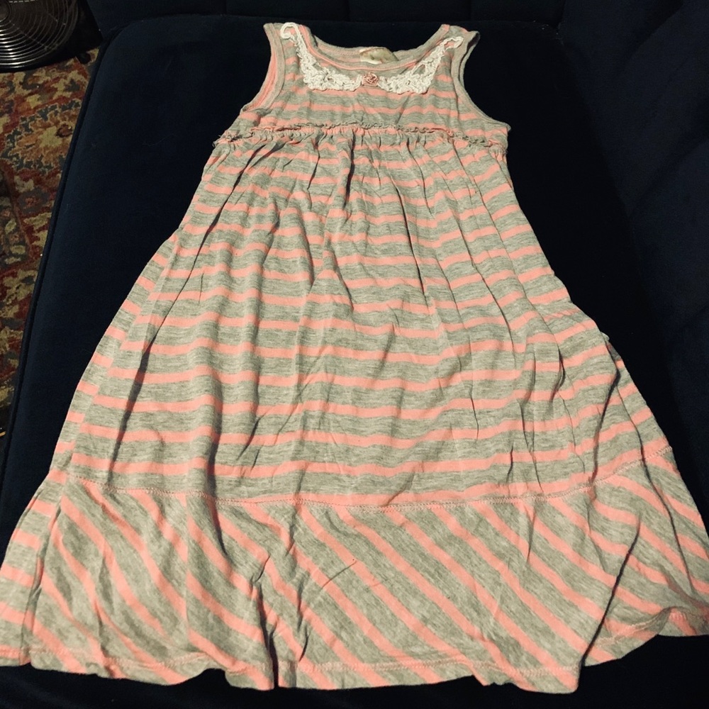 Pink Vanilla Girls Stripe and Lace Knit Dress